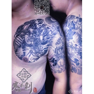 男士半甲不动明王纹身